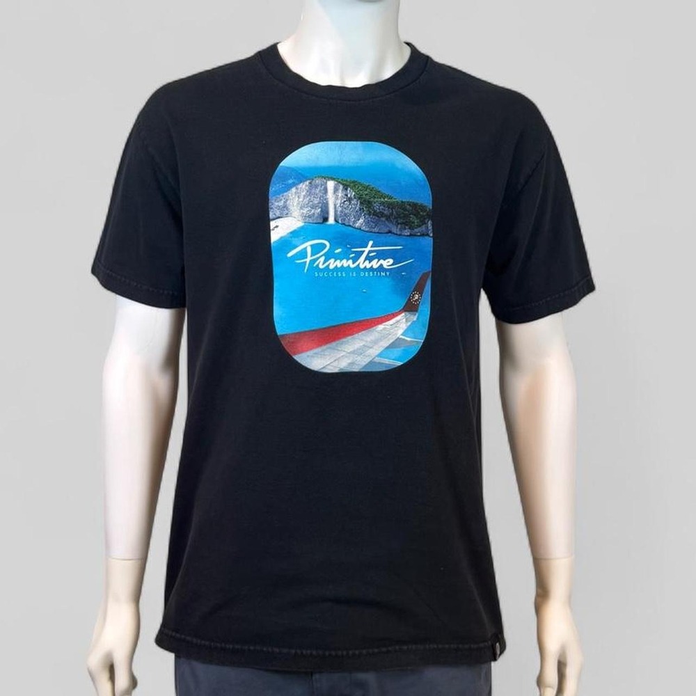 Primitive Mens Success Is Destiny Airplane Window Graphic T-Shirt Black Large
